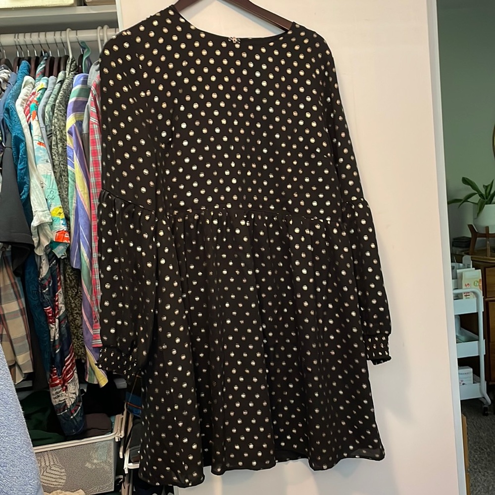 Glamorous Black with gold polka dot dress